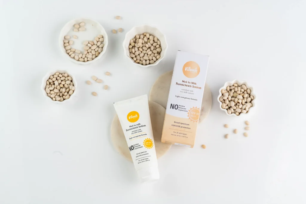 Broad-spectrum sunscreen protecting skin from UVA and UVB rays for daily skincare and healthy skin.