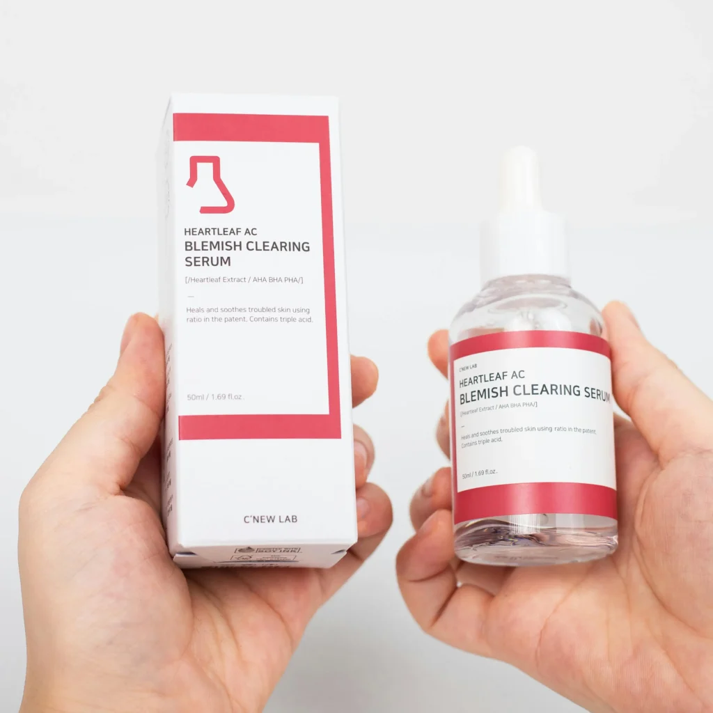 Acne skincare routine with salicylic acid moisturizer and sunscreen