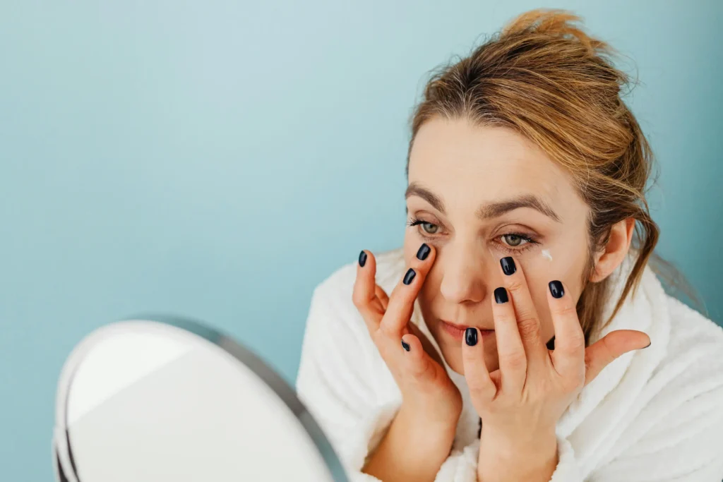 Woman with youthful glowing skin after skincare treatment
