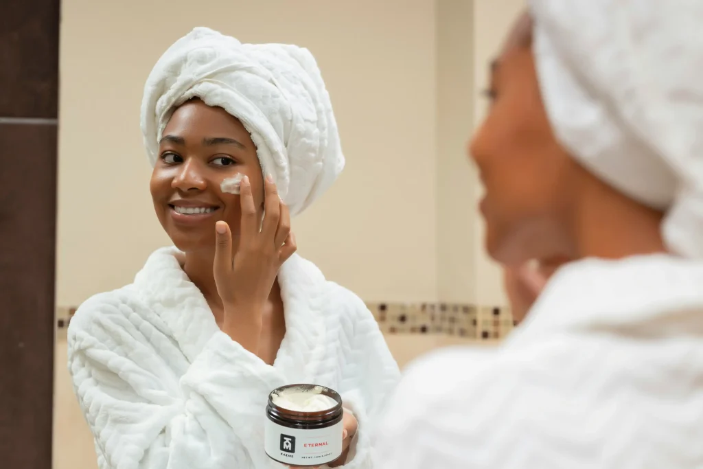 Woman repairing a damaged skin barrier with a gentle skincare routine for healthier skin